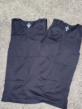 Men's Compression Black Seamless Tank Top - Pack of 2
